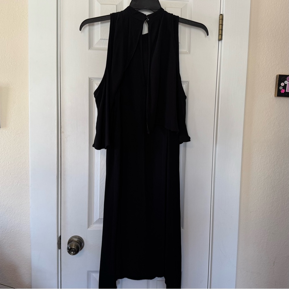Eloquii Black Cold Shoulder Midi Dress Size 20 Ruffle Sleeve Plus Size Elegant - Picture 6 of 7